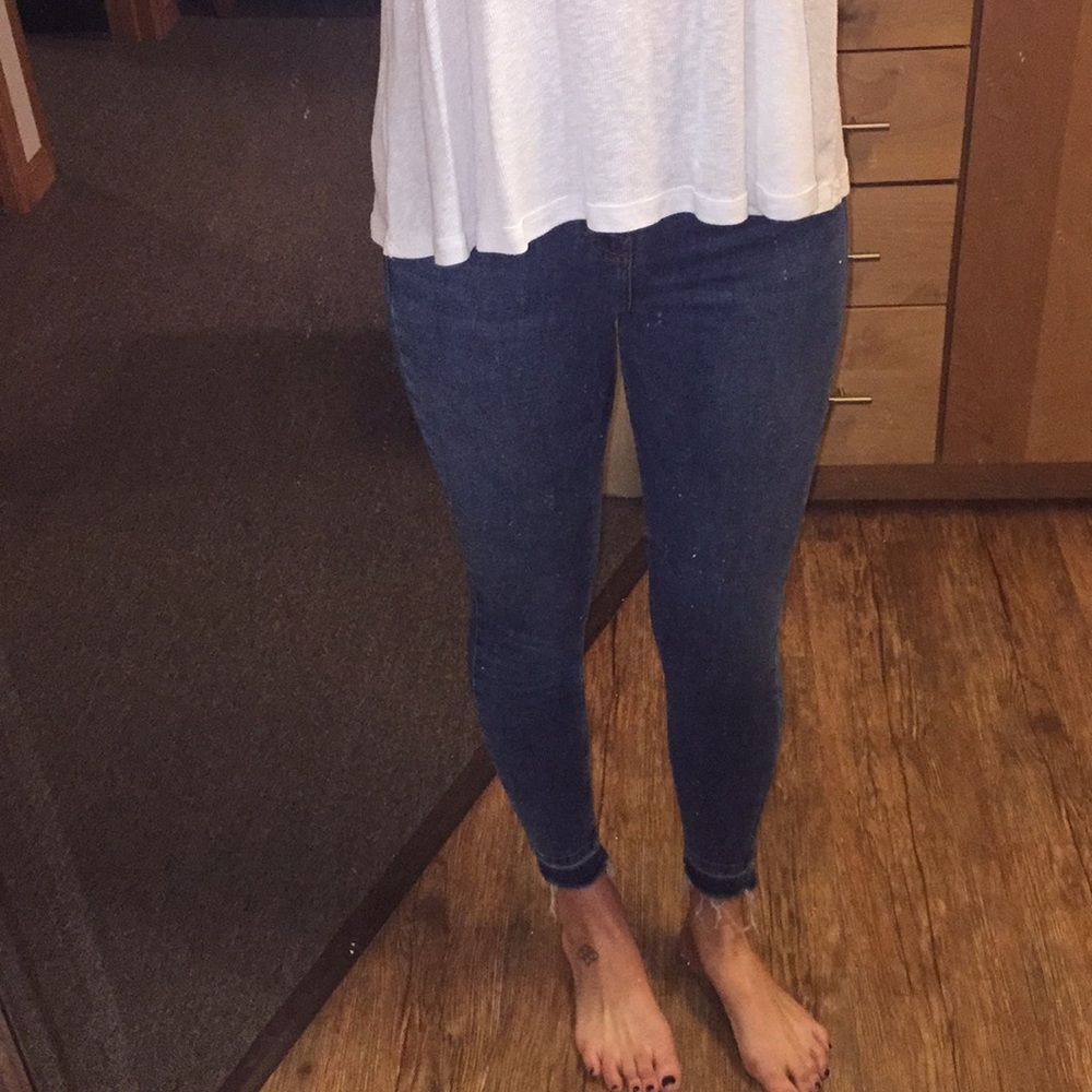 Topshop Frayed Hem Skinny Jeans